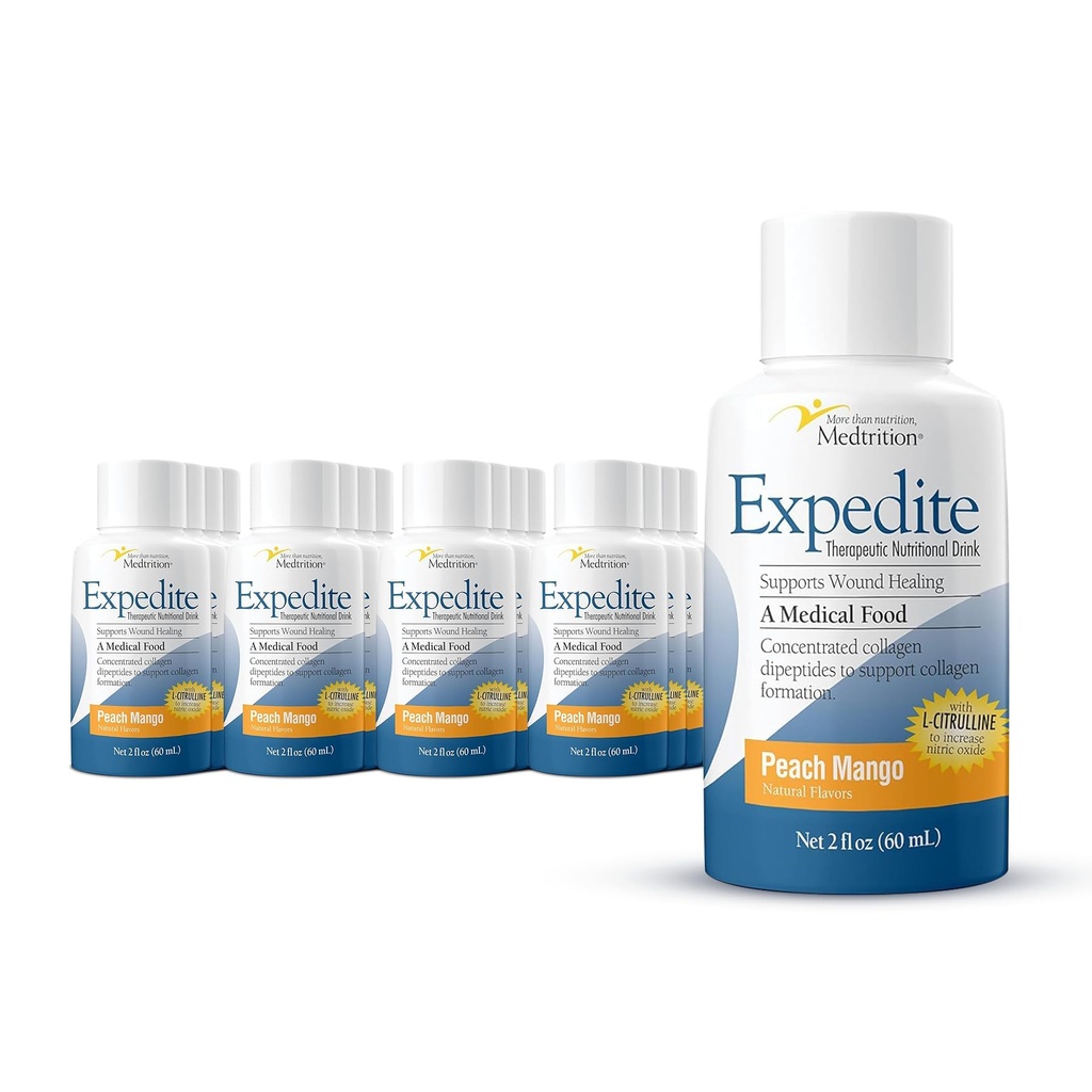 Medtrition Expedite Liquid Collagen, Peach Mangga, 2 Fl Oz, Paket Dukungan Nutresi untuk Umum, Orthopedic & Kosmetik Pemulihan Bedah