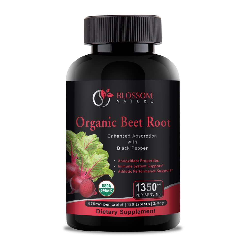 Root Powder Organik Beet 1350mg dengan Black Pepper-Nitric Oxide Booster, Digetical System, Atletic Performance- 120 Tablets, 675mg Beet Powder Organik per Tablet