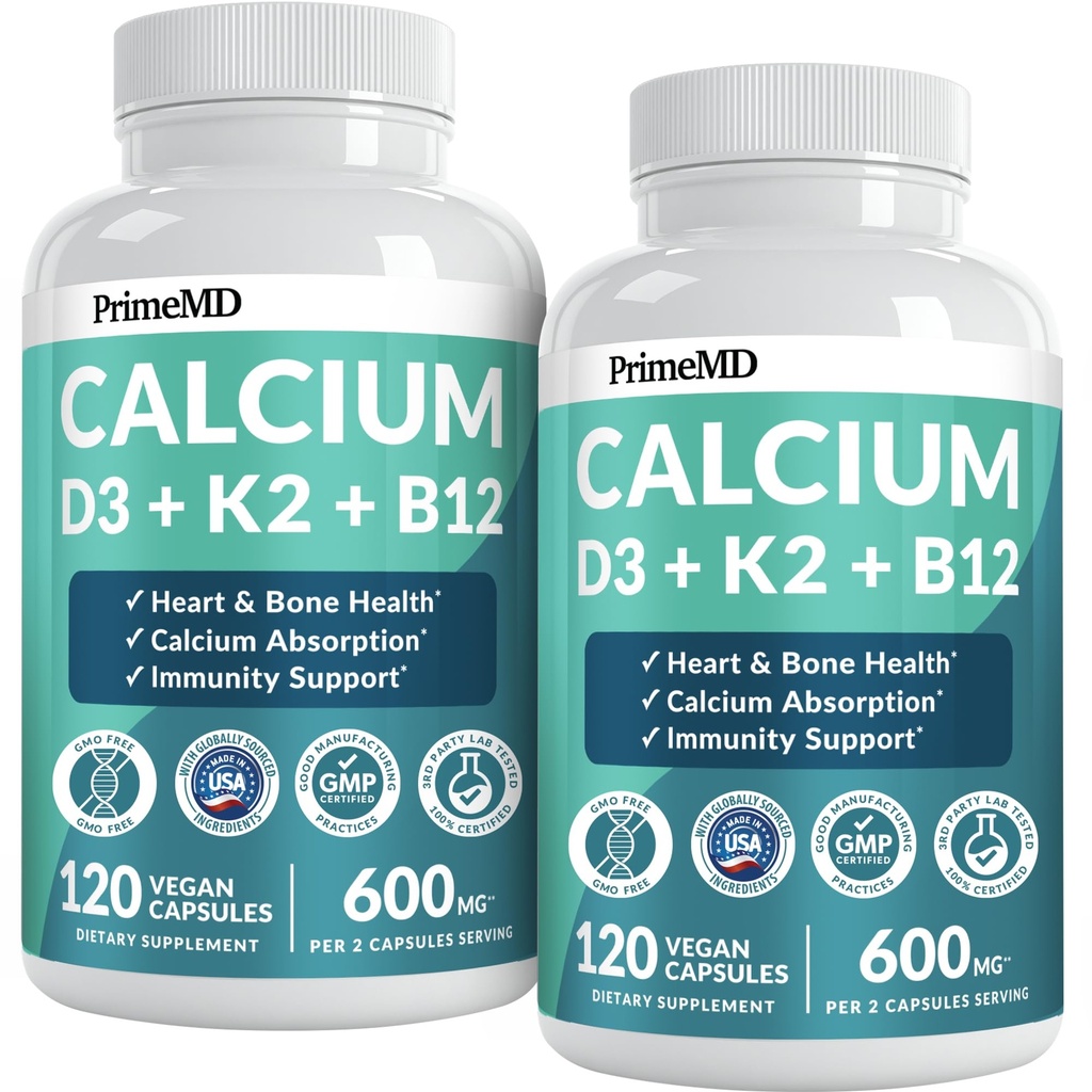 4 in- 1 Calcium Suplemen untuk Perempuan dan Pria - Kalsium dengan Vitamin D3 5000 IU Suplemen, 601mg per Serving for Heart, Bones & Body Defitives - Gluten- Free, Vegan - Friendly (240)