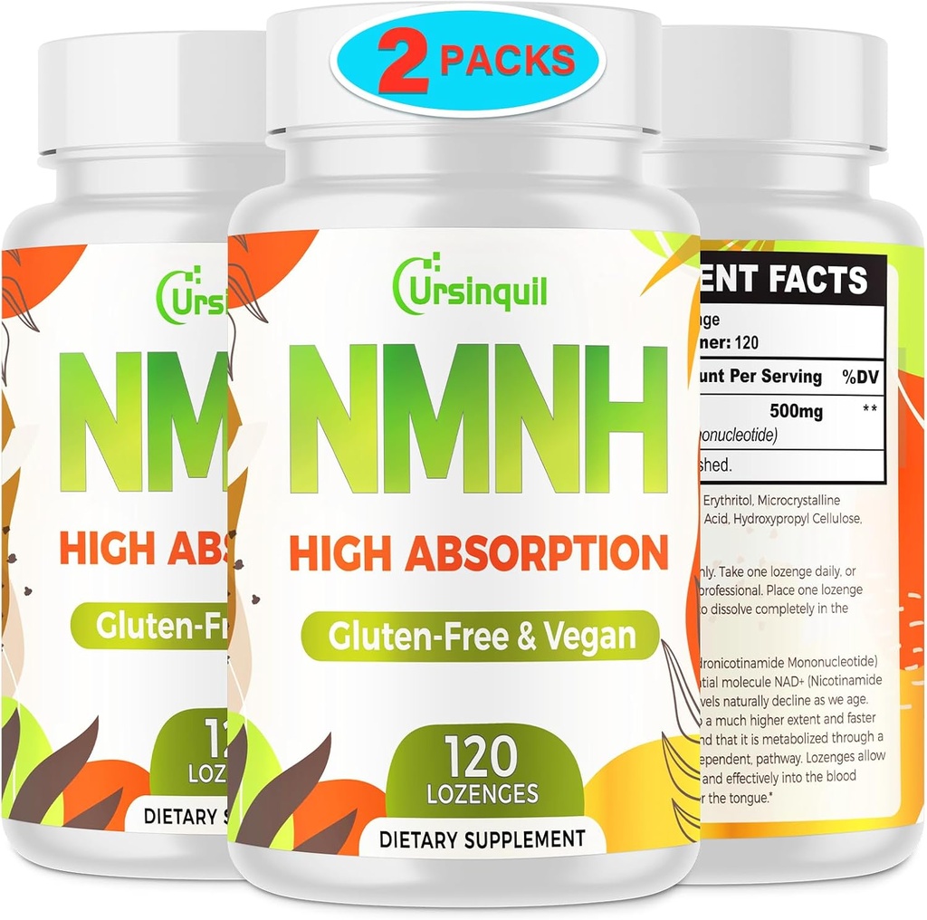 Sublingual NMNH 500mg (Dihyronictaminamide) (240 pelayan, NMNH 500mg per Serving) Tambahan NAD untuk Boost NaD Levels sebagai We Age, for Antiaging, Energy, Immunity, Focus - 2 Pack
