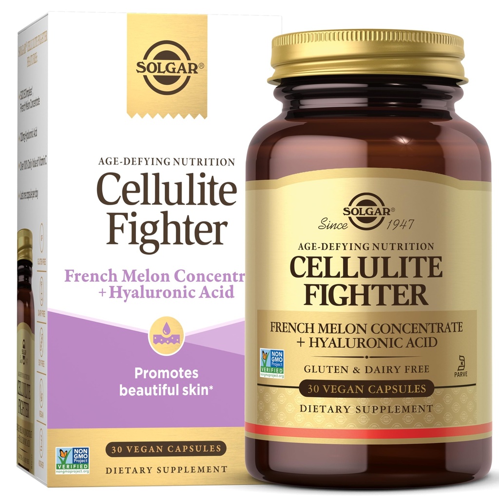 Solgar Cellulite Fighter Skin Vitamin dan Mineral Suplemen, Dukung Smooth Skin dengan Konsentrat Perancis Melon, Acid Hyaluronic dan Vitamin C Suplemen, Nutrition Defying untuk Perempuan, 30