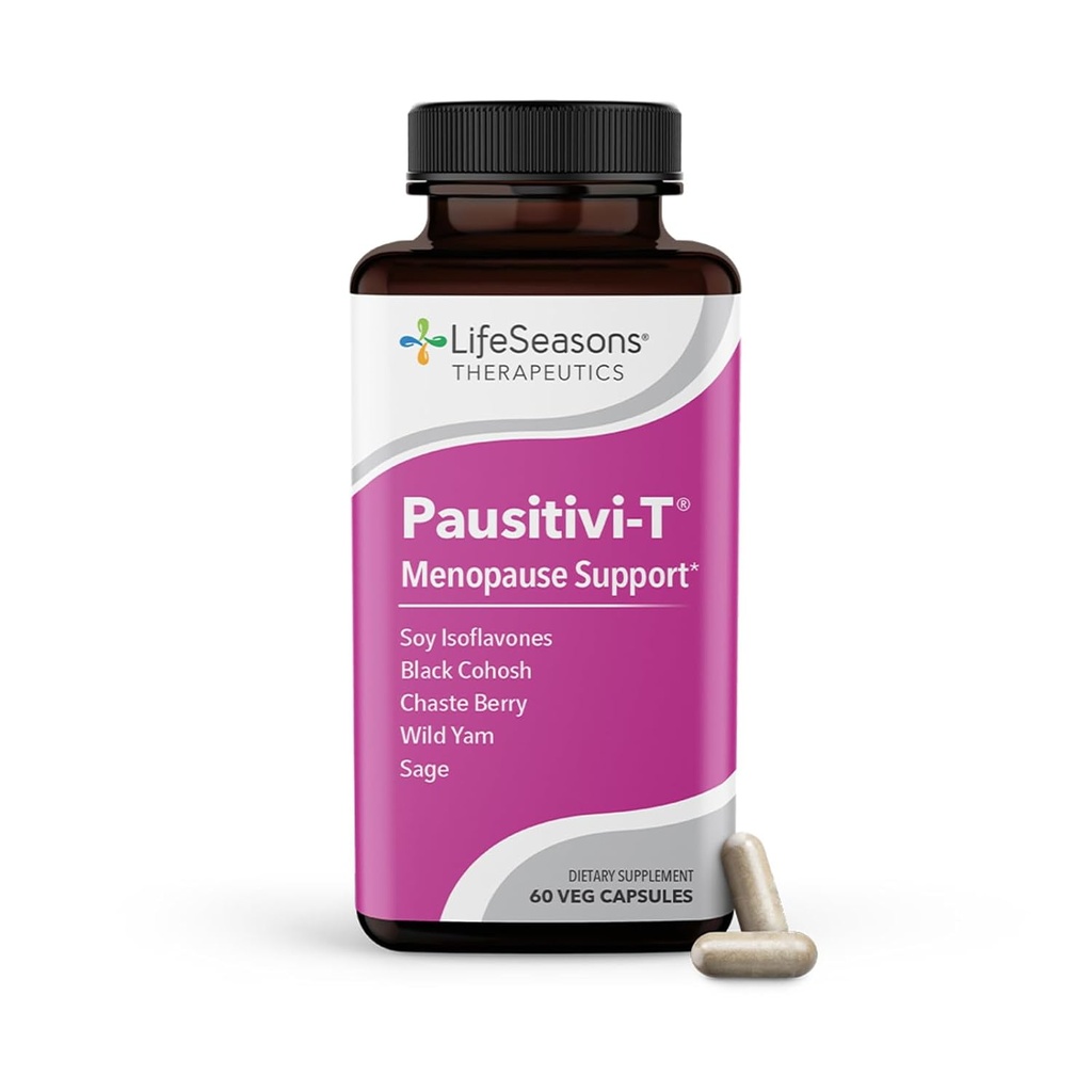 LifeSeassons Pausitivi- T dengan Beau- T - Menopause Dukungan Pendukung Menopause - Delief Kuat untuk Hot Flashes, Hormone Imbalance & Night Sweats - Menghilangkan Tissues - Sage, Chasteberry, Soy Isfavones