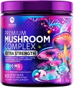 Mushroom Suplemen 2200mg - 11 dalam 1 Kompleks Formula Powder dengan Organik Lions Mane, Reishi, Cordyceps, Chaga, Turkey Tashroom Explement for Memory & Brain Support - 60 Servis