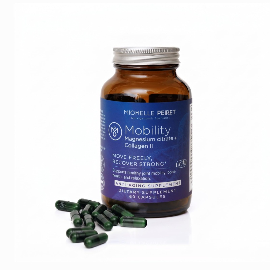 Mobility - Magnesium + Collagen Suplemen dengan Acid Hyaluronic & Vitamin C 124; Support Bones, Joints & Muscles 124; Gluten- Free & None-GMO 124; 60 Capsules for Men & Women