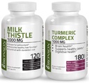 Bronson Turmeric Curcumin dengan Potency Tinggi BioPerine Gabungan Dukungan Bersama + Milk Thistle 1000mg Silymarin Marianum & Dandelion Root