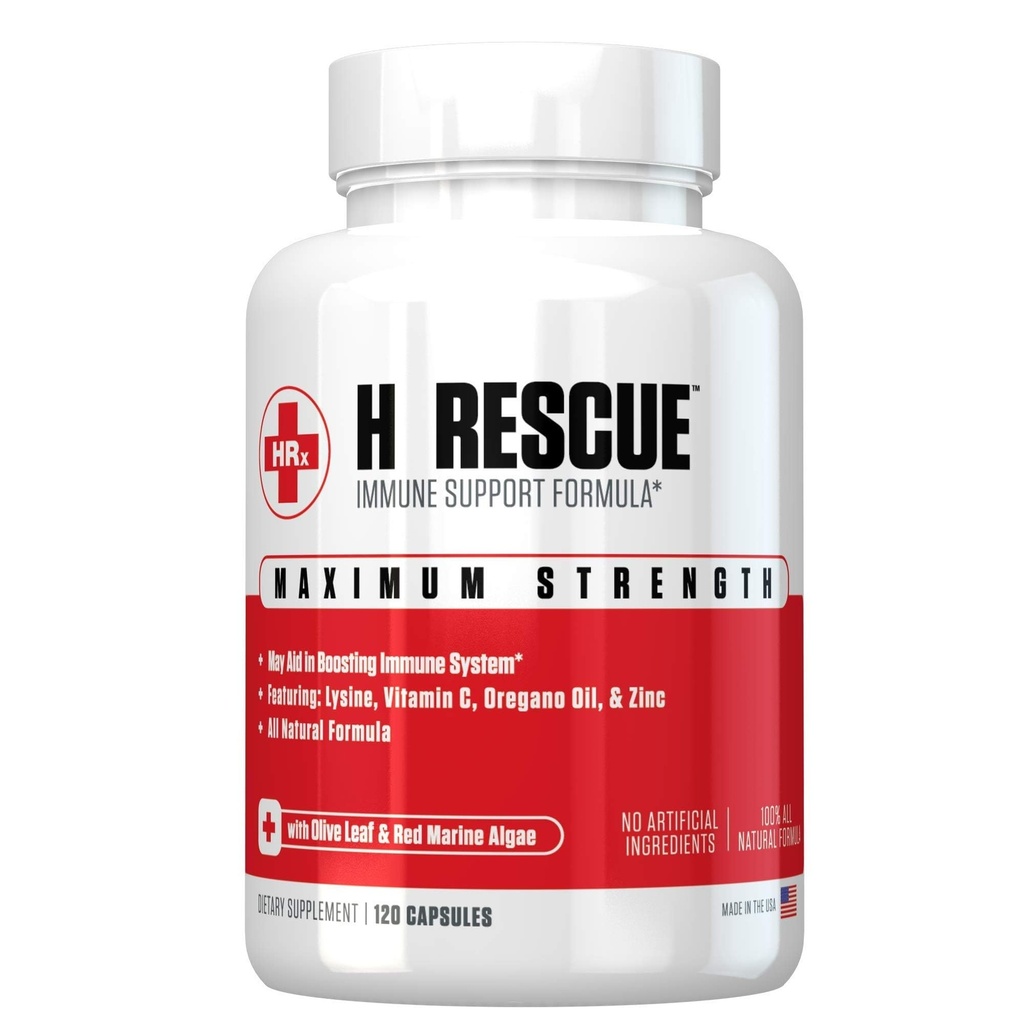 Re + Gen Nutrection H Rescue Immune Supplement for Adults, Capsules with Zinc, Vitamin C, L lysine Amino Amino Oil for Immunity Health in Men & Women, 120 Capsules