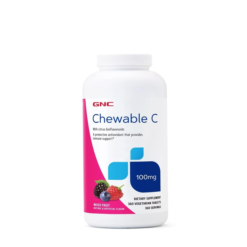 GNC Vitamin C 100mg, Menyediakan Dukungan Imune, Campuran Buah, 360 Servis