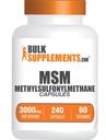 BulkSuplements.com MSM Kapsules - Methylsulfonymetana, MSM 3000mg - Suplemen Bersama, Gluten Bebas, 4 Kapsul per Serving, 240 Count (Paket 1)