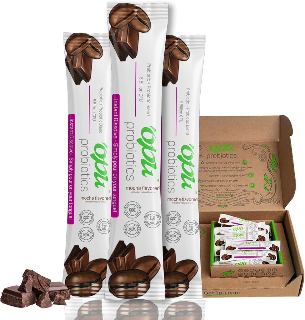 'Opu Problem Mocha Distation - Satu Bulan Suply - 5 Milyar CFU - Pria, Perempuan & Anak-anak w / Pregren Gula Bebas, Gluten Bebas, Non GMO