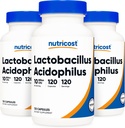 Nutricost Lacleillus Acidophilus 10 Milyar CFU, 120 Veggie Capsules - Probiotic (3 Botol)