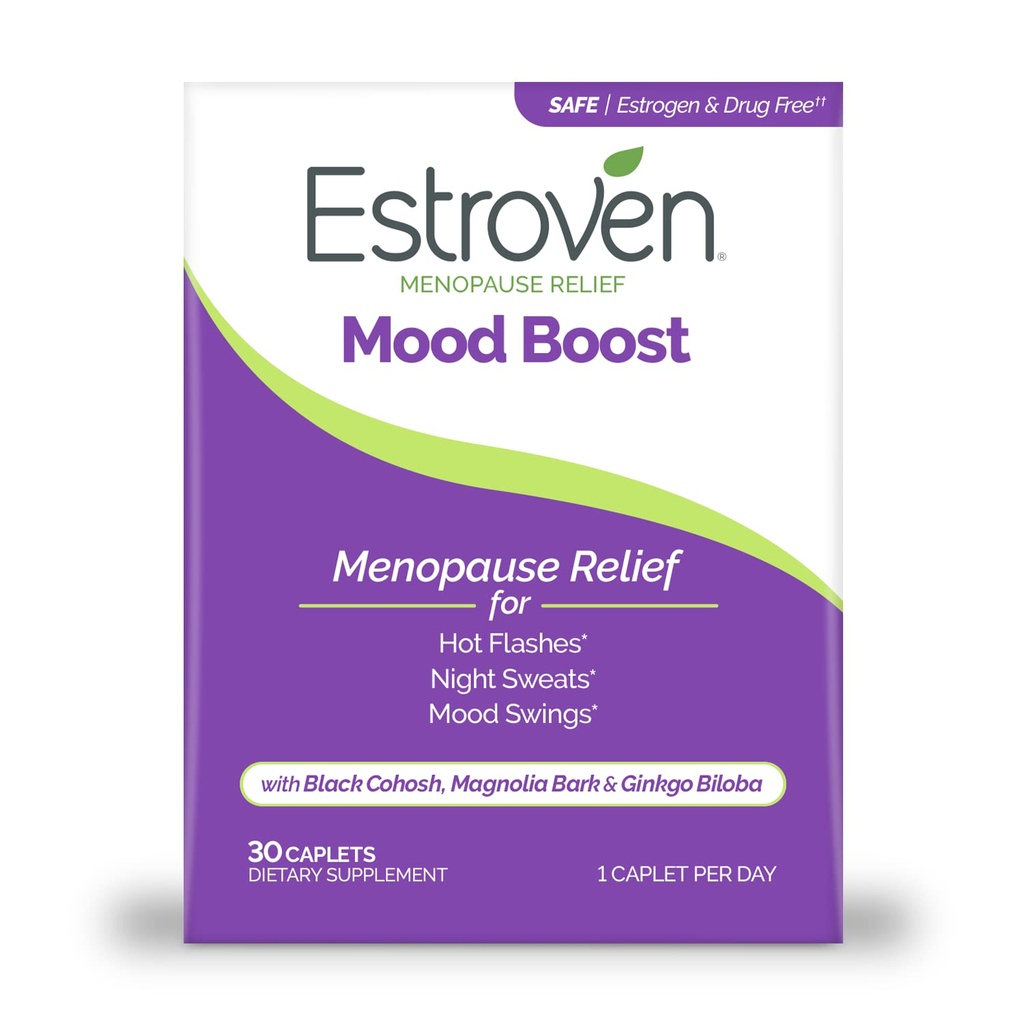 Estroven Mood Boost for Menopause Relief, Helling Reduce Hot Flashes & Night Sweats, Helling Manage Mood Swings, 30 Count