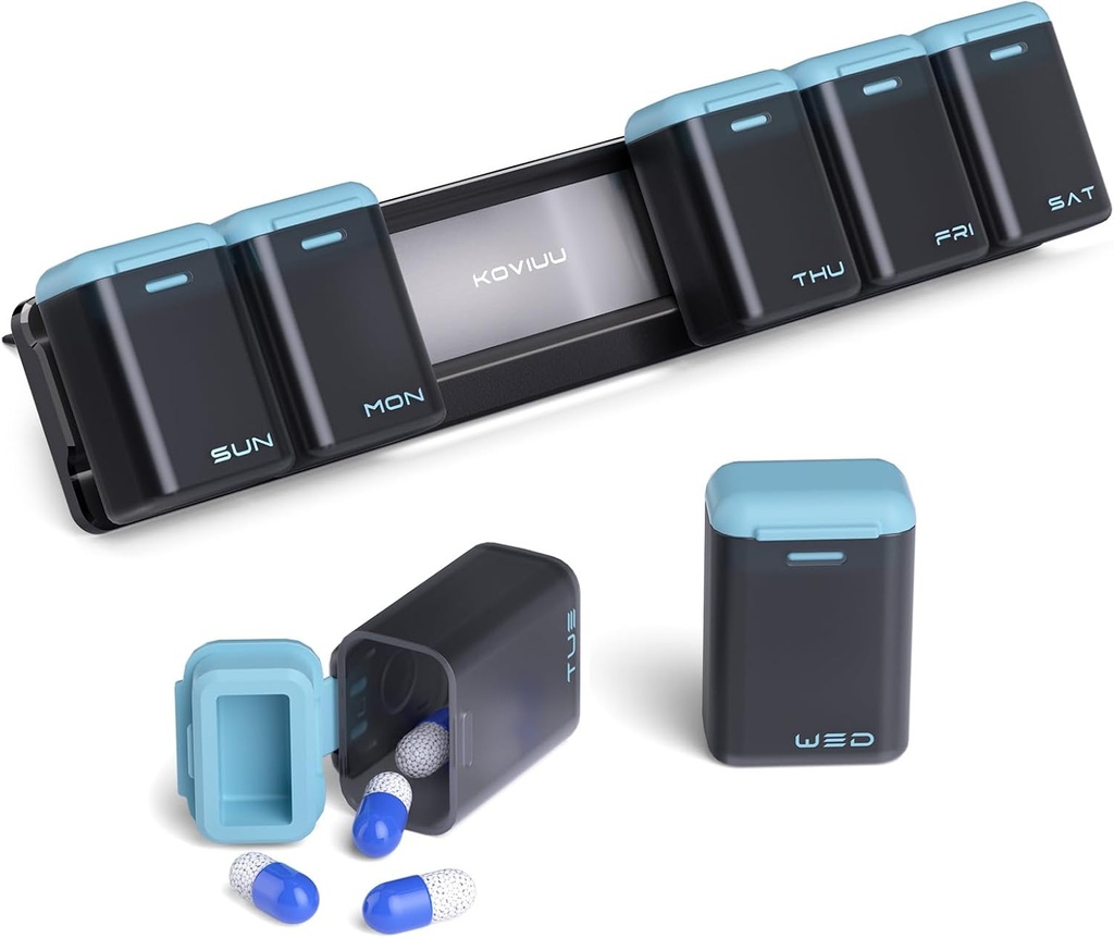Weekly Pill Organizer Magnetic, Kotak Pil Dapat Diremovable 7 Hari 1 Waktu Hari, Besar Pill Case Travel, Minggu Sekali Obat-obatan Pengantar, Kontainer Obat-obatan Holder untuk Tambahan Vitamin, Biru