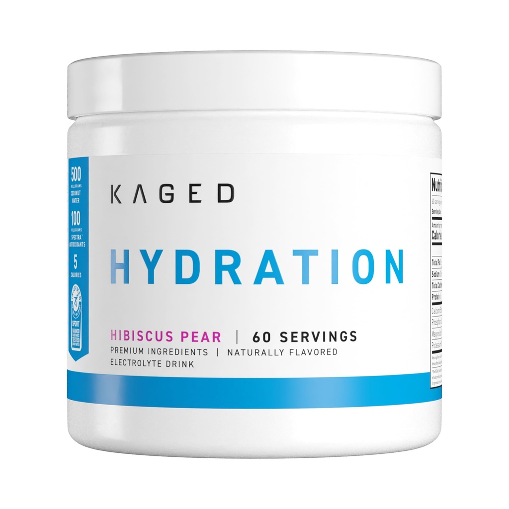 Kaged Hydration Electrolytes Powder 124; Hibiscus Pear 124; Hydra- Charge Sports Drink Mix 124; Pra, Post, Intra Workout 124; Low Carb, Vegan, Gluten Free 124; Suplemen untuk Pria & Women & Women 124; 60