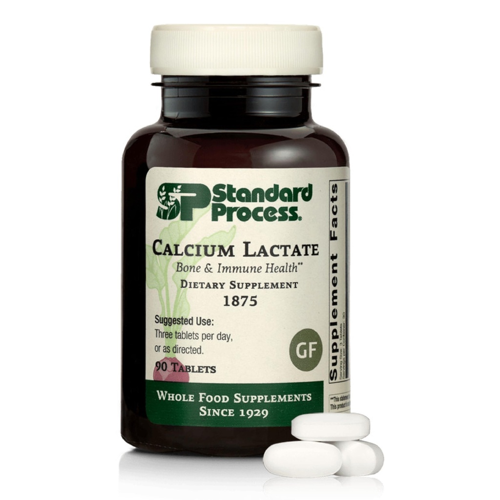 Proses Standar Calcium Lactate - Bone Density & Nose-Grain - Aids BloodCell Fungsi - Vegan, Gluten- Free, Non-Dairy, Non-Soy & Non-Grain - 90 Tablet (30 Pelayan)