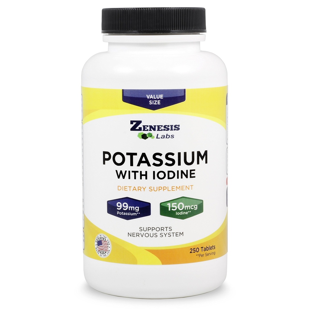 Potasium Gluconate 99mg + 150mcg Iodin dari Kelp Bulk (250 Tablet / Botol)