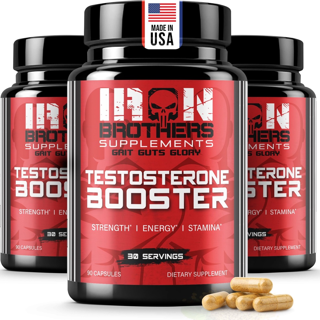 Testosteron Booster for Men - Estrogen Blocker - Supplemen Energi Alam, Kekuatan & Stamina - Lean Muscle Growth - Promoses Fat Loss - Meningkatkan Performance Pria (3 Botol)