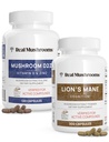 Mushroom Real Vitamin D2, Zinc, Chaga, Reishi (120ct) and Lion 's Mane (300ct) Bundle - Imunitas dan Kognitive Dukungan, Cheleated Zinc for Imprected Absorpsi - Vegan, Gluten Free, Non-GMO
