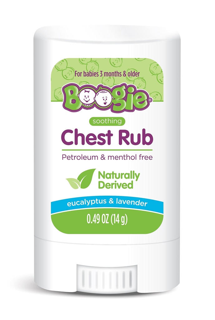 Boogie Chest Rub Stick for Soothing Relief, Petrolemm-Free, USDA Organic, Alami Derived, Soothing Eucalyptus dan Lavender, 0.49 oz (Paket 1)