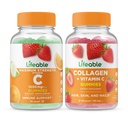 Lifeable Vitamin C 1050mg + Collagen & Vitamin C, Gummies Bundle - Great Tasting, Vitamin Suplemen, Gluten Bebas, GMO Bebas, Gummy Chewable