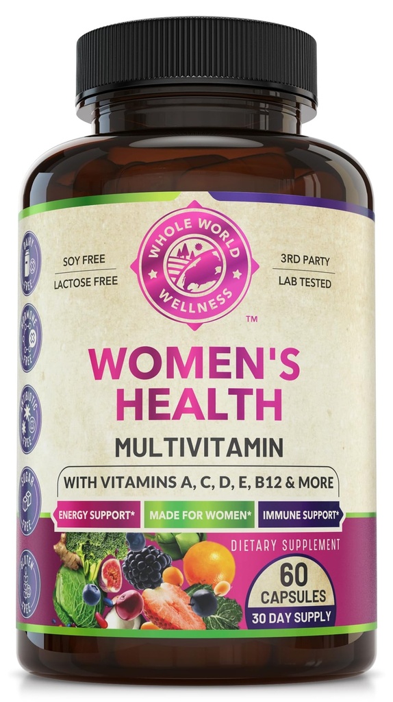 Women Daily Multivitamin Multimineral Suplemen Energi, Mood, Fokus, Rambut, Skin & Nails. Dibuat untuk Perempuan dengan 30 + Nutrients, Buah & Energi Blend. Women Vitamin 60 Kapsul. Dibuat di Amerika Serikat.