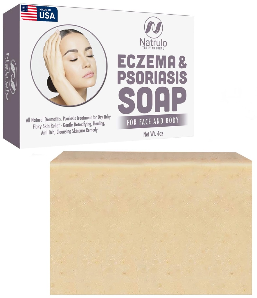 Ecsema Soap Bar for Face and Body - All Natural Dermatitis, Psoriasis Treatment for Dry Itchy Flaky Skin Relief - Gentle Detoxifying, Healing, Anti- Itch, Cleansing Skincare Remedy - Eczema Soap Bar