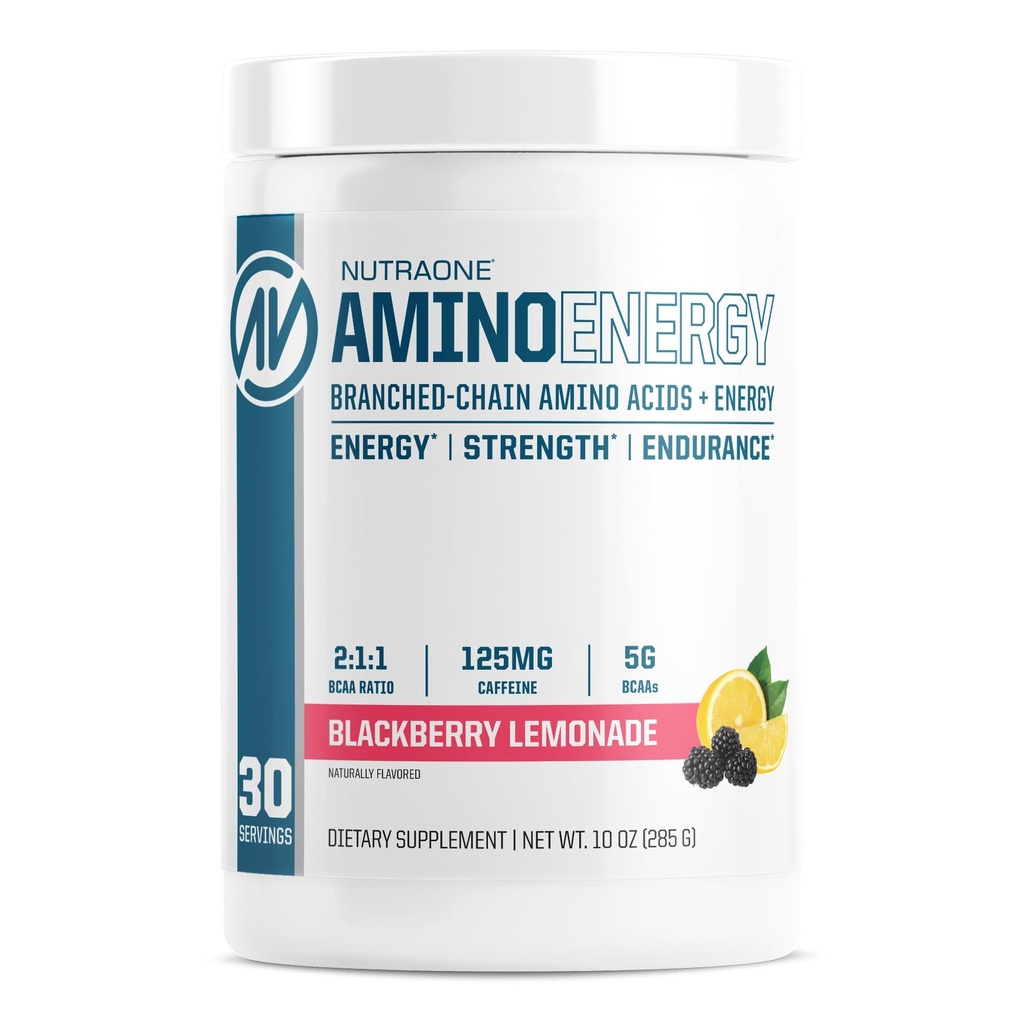 NutraOne Amino Energy BCAA Powder Pre-Workout Suplemen dengan Caffeine Branched Chain Acids untuk Bantuan bahan bakar dan Recover * (Berry Lemon - 30 Hamba)