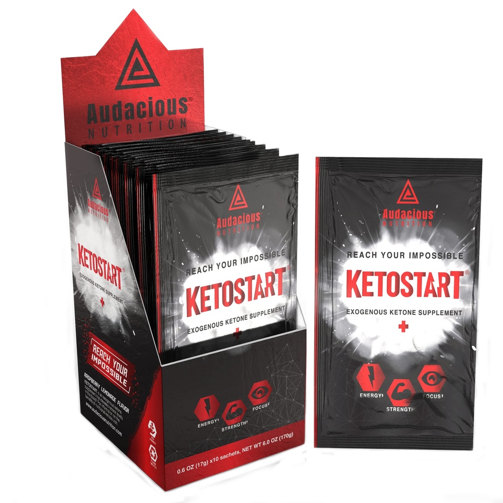KetoStart + 124; Exotious Ketones Powder with Electrolytes for Energy, Strength & Focus 124; with Caffeine 124; Raspberry Lemonade Flavor Electrolyte Powder (10x Ketones Drink Drink)