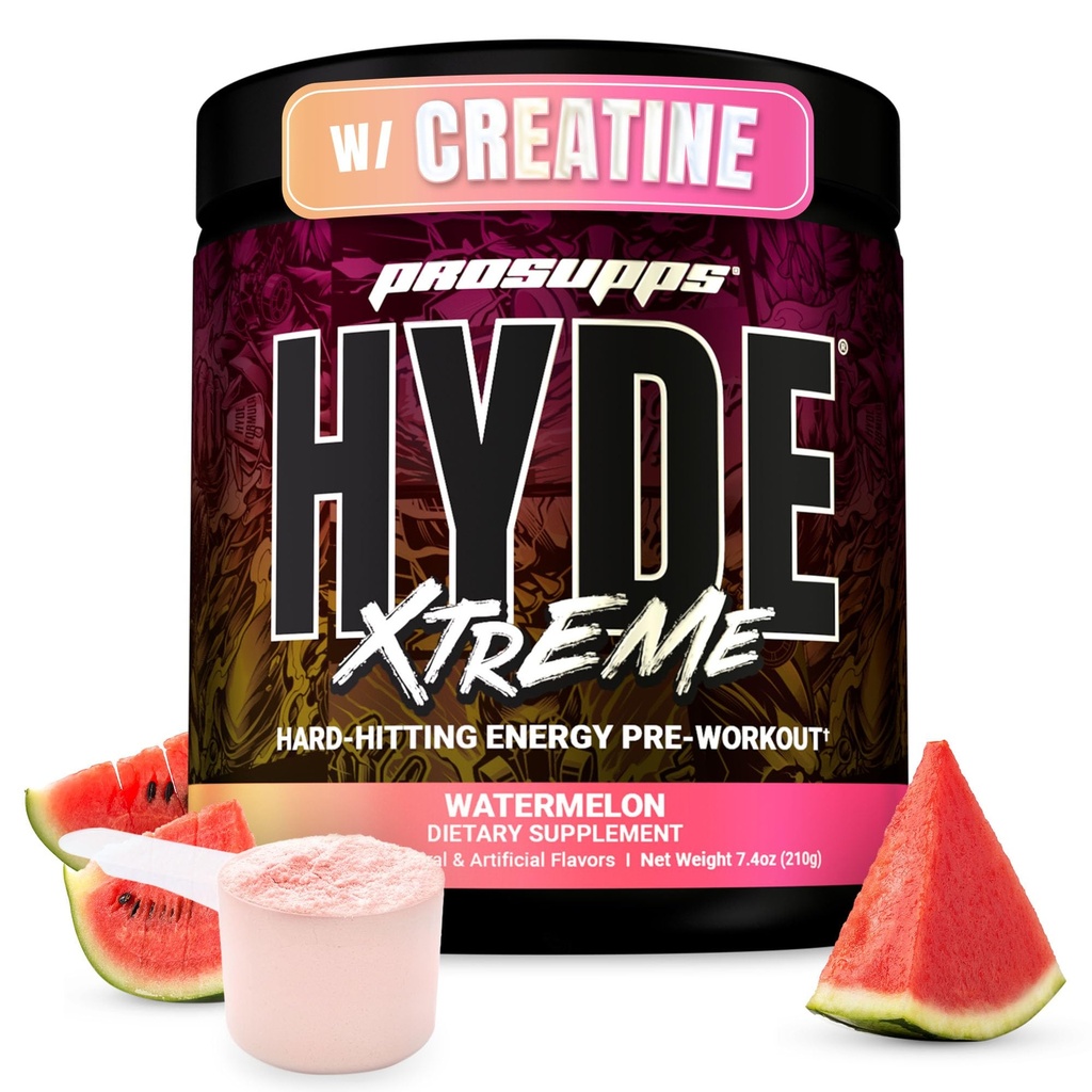 PROSUPPS Mr. Hyde Xtreme Pre Workout Powder with Creatine, Beta Alanine & Caffeine - Extreme Energy, Pumps, Focus & Formance - Fitness & Gym Supplies for Men & Women (Watermelon, 30 Servings)