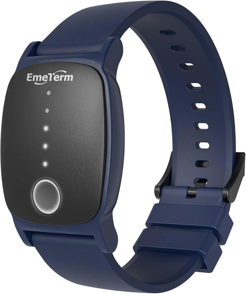 EmeTerm Explore FDA- Cleared Antical Nausea Wristband IP67 Morning Motion Sickness Band Rechargable Clastrace Design Drug Free Non-nose-dungsy Tanpa Efek Sisi Laut Biru