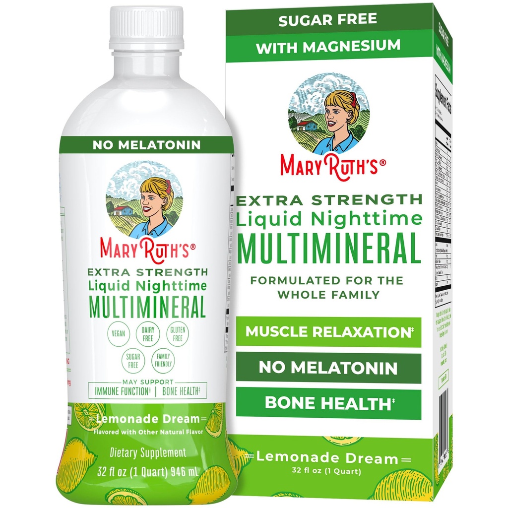 MaryRuth Organics Extra Straksi Liquid Multimineral 124; Gula Bebas 124; Calm Magnesium Citrate 124; NO Melonasin 124; Calcium Magnesium Zinc 124; Muscle Relaxation 124; LEMine Flavor 124; Vegan 124; 32 Serving