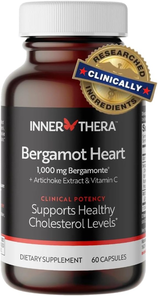 Bergamot Heart -1000mg Sertifikasi Citrus Bergamot - Ekstra Kekuatan Polyphenol - Cardiologist Dikembangkan & Clinically Proven - Bergamot Supplemen untuk High Cholesterol & Heart Health