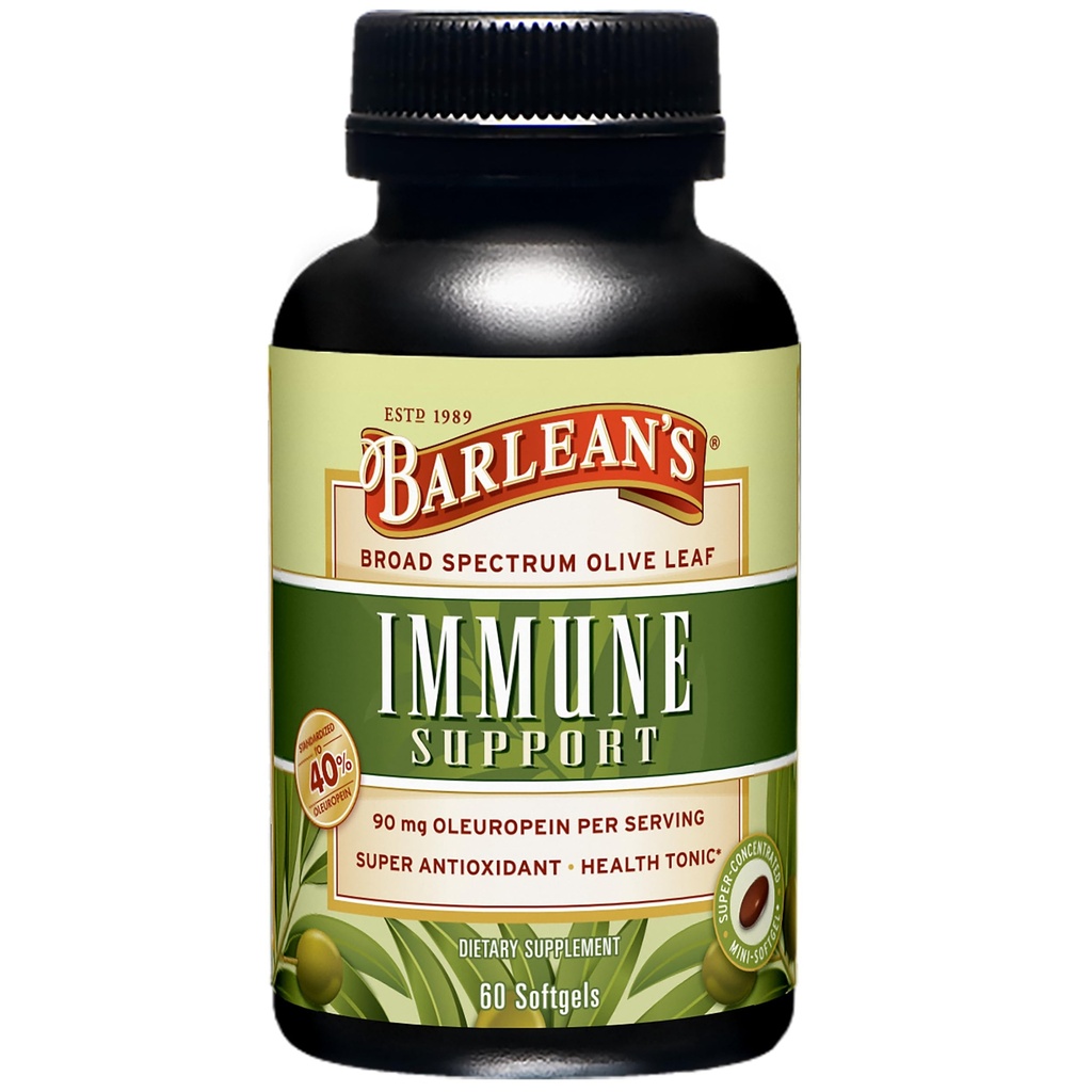 Tambahan Dukungan Ammuniune Barlean 's Olive Leaf, dengan 90 mg Oleuropein Antioksidants, Terkonsentrasi Kesehatan Hati dan Imunitas Booster Pil, 60 Count