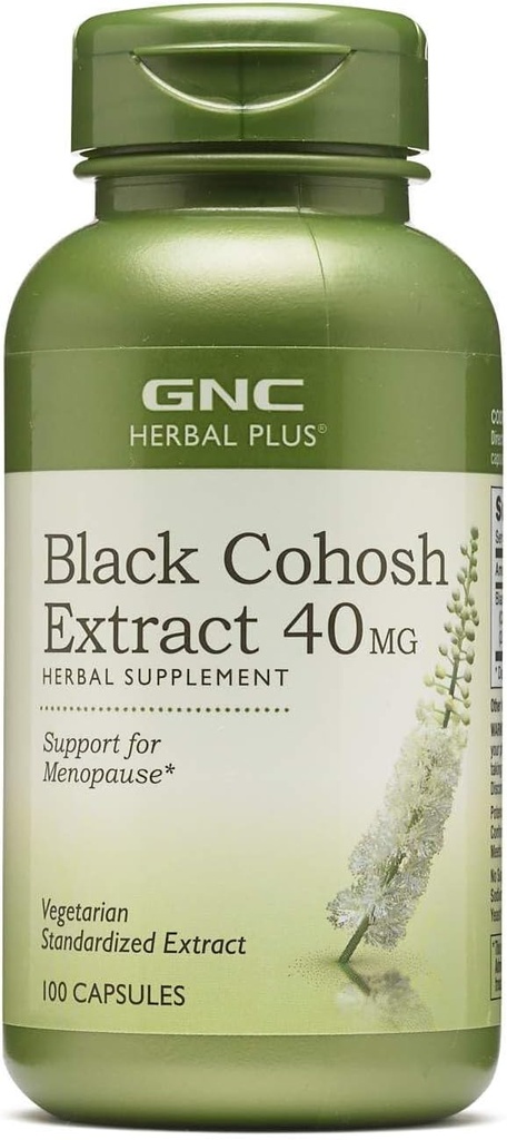 GNC Herbal Plus Black Cohosh Ekstrak Tambahan 40mg, Vegetarian, Dukungan untuk Menopause, 100 Servis