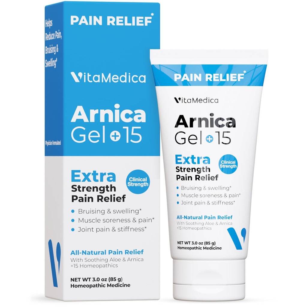 VitaMedica Arnica Gel Plus 15 Healing Plant Compound, Extra Power Formusion for Bruising, Swelling, Joint Pain, Joint Soreness & Stiffness, All-Natural, Plant-Based Pain Relief