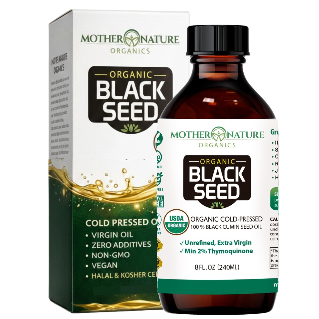 Ibu USDA Organik Minyak Benih Hitam, TQ 2%, Dingin Menekan, Unfure Nigella Sativa, Omega 3 6 9 untuk Imune, Gabungan & Heart Dukungan, Rambut & Skin, Non-GMO, Botol Kaca (8oz)