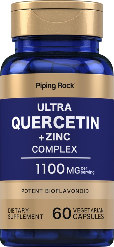 Piping Rock Quercetin Kompleks Zinc 124; 1100 mg 124; 60 Capsules 124; Non-GMO, Gluten Free Suplemen