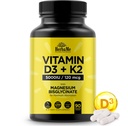 Vitamin D3 5000 IU + K2 dengan Magnesium Bisglycinate untuk Max Absorpsi 124; 90 Capsules 124; Imune Dukungan: 124; Promotes Heart, Bone and Muscle Health