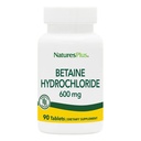 NaturesPlus Betaine HCI (Hydrochloride) - 600 mg, 90 Tablet - Digetical Support, Relieves Sympories of Occational Heartburn & Interalolve - Hydroalergenic, Gluten- Free-90