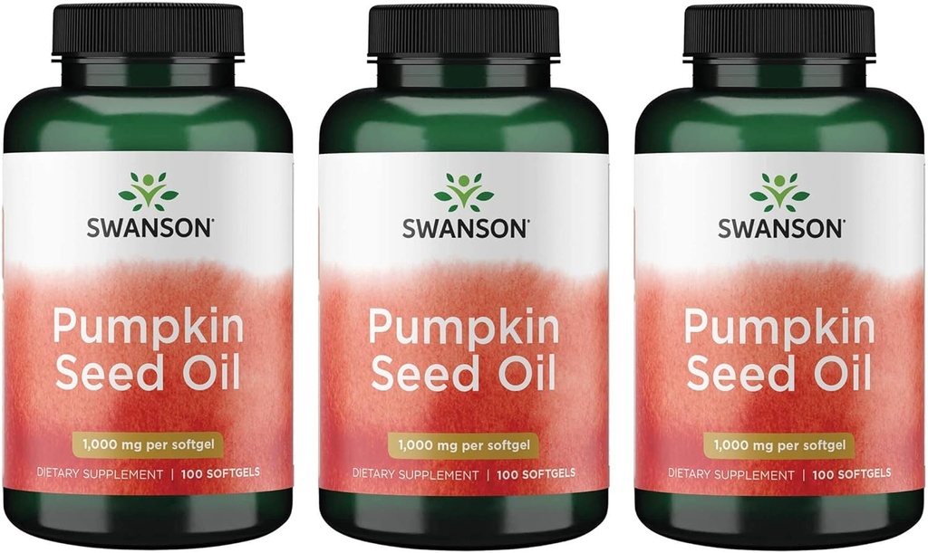 Swanson Pumpkin Seed Oil Combination Herbal Suplement 1000 mg 100 Softgel Capsules (3 Pack)