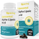 Lipomal Alpha Lipoic Acid 1400mg Softgels, ALA Tambahan dengan L- Carnitine 1000mg, Ubiquinol (Aktif CoQ10) 100mg dan Vitamin E 10mg, Alfa-Lipoic Acid untuk Antioksidants, Nerve, Energi 60 Softgeels