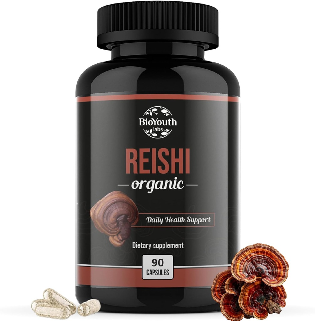 Reishi Mushroom Reishi Kapsules Tambahan: 124; Non- GMO & Allergen- Gratis 12490 Kapsul (Persediaan 1 - Bulan)