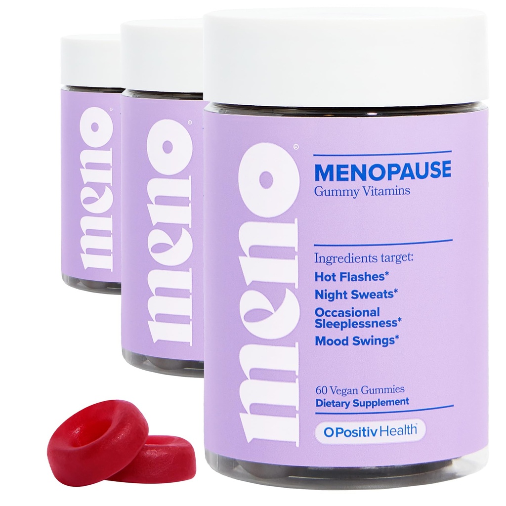 O Positiv MENO Gummies for Menopause, 30 pelayan (Kembang 3) - Persediaan Bebas Hormon untuk Perempuan dengan Cohosh Hitam & Ashwagandha KSM- 66 - Membantu Leviate Hot Flashes, Night Sweats, & Mood Swings