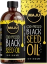 MAJU 'S Black Cumin Nitiva Oil 16oz: 3X Thymoquinone, Cold Pressed, 100% Turkish Black Cumin Nitiva Seed Oil (Lebih Baik Dari Organik), Non- GMO, 100% Liquid Minyak Blackseed Murni, Botol Kaca