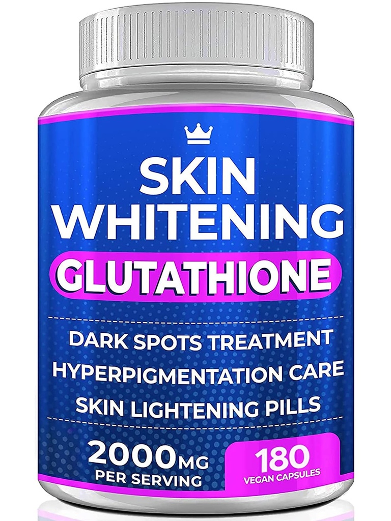 Glutathione Whitening Pill - 180 Capsules 2000mg Glutathione - Effective Skin Lightening Suplement Suplement - Dark Spots, Melasma & Acne Scar Remover, Perlakuan Hiperpigmen - Anti- Aging Antioksidant