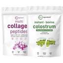 Mikro Ingredients Multi Collagen Protein Powder 2 Pounds & Instant Colostrum Powder Bundle 2 Pack 124; Grass-Fed Collagen Peptides 124; Premium Bovine Mother 's First Milk