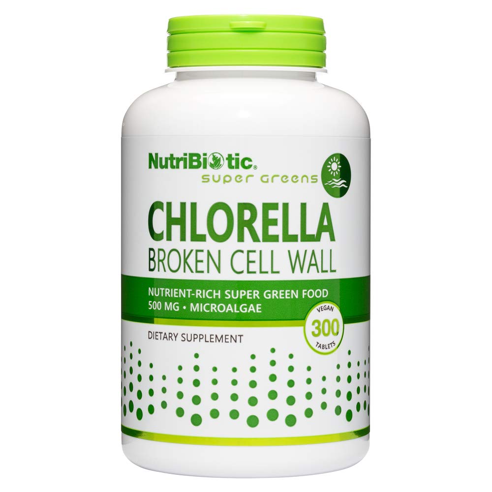 NutriBiotic- Chlorella Super Green Food 500 mg 300 Tabs 124; Dinding Sel Rusak Nutrientgaga Kaya, Air Budaya Superfood 12.4; Chlorophill dengan Vitamin, Mineware & Trace Elemen 124; Vegan & Non-GMO