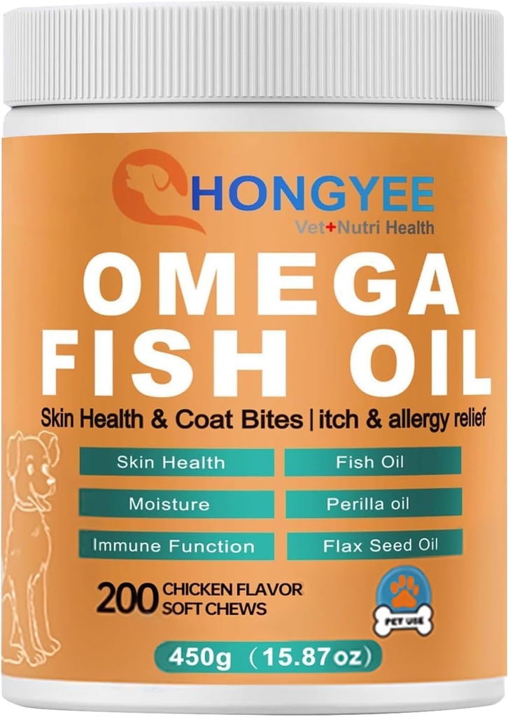 Skin & Coat Care Omega 3 Soft Chews for Pet - Fish Oil for Dogs Healthy Skin 124; Shiny Fur Fur 124; Melawan gatal dalam Treat Format, All- in- 1 Oil