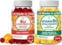 Lunakai Vitamin B12 dan Vitamin D3 Gummies Bundle - 3000 mcg B12 dan 25 mcg 1000 UI V3 - Gluten Bebas, tidak ada Torn Syrup, Organik, Non-GMO, Tanaman berbasis Gelatin Free