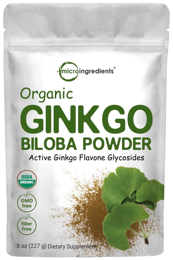 Mikro Ingredients Raw Organik Ginkgo Biloba, 8 Ounce (18 Bulan Supply), Pemasok Gratis, Pendukung Fungsi Otak dan Alertitas Mental, Tidak ada GMO dan Vegan Friendly