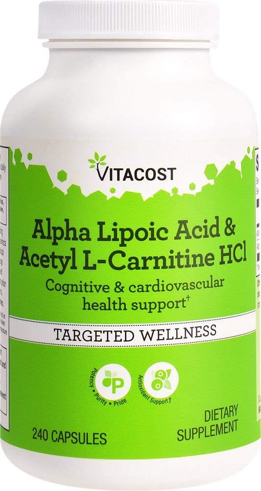 Vitacost Alpha Lipoic Acid & Acetyl L- Carnitine HCI -- 1.600 mg per porsi - 240 Capsules oleh Vitacost Brand
